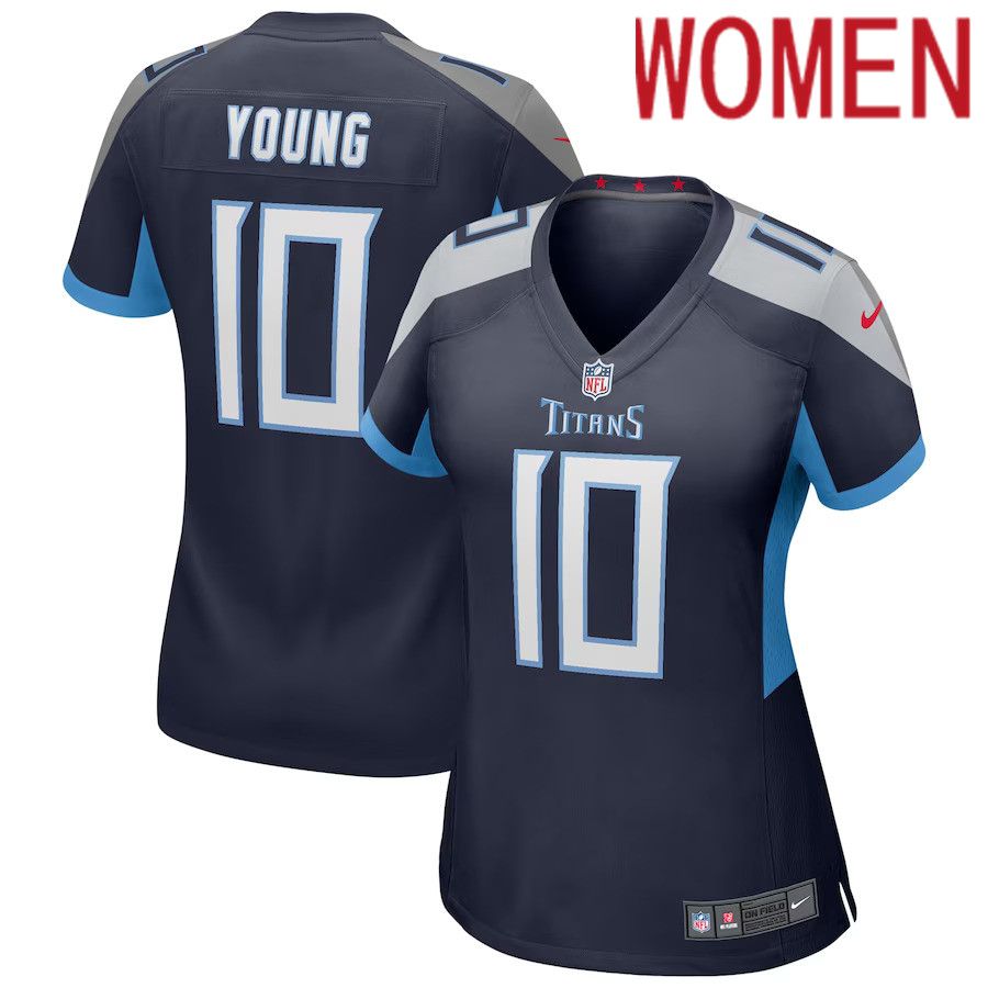 Women Tennessee Titans 10 Vince Young Nike Navy Game Retired Player NFL Jersey
